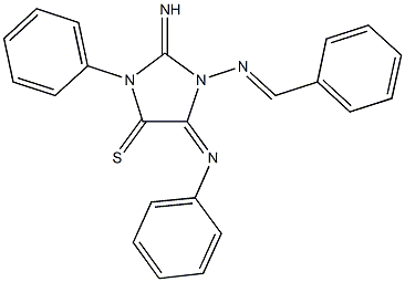 1-(benzylideneamino)-2-imino-3-phenyl-5-(phenylimino)-4-imidazolidinethione Struktur