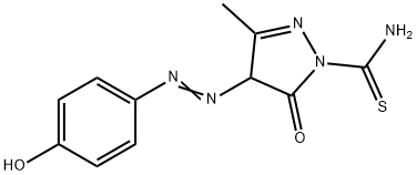 4-[(4-hydroxyphenyl)diazenyl]-3-methyl-5-oxo-4,5-dihydro-1H-pyrazole-1-carbothioamide Struktur