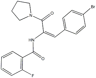 N-[2-(4-bromophenyl)-1-(1-pyrrolidinylcarbonyl)vinyl]-2-fluorobenzamide Struktur