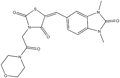 5-[(1,3-dimethyl-2-oxo-2,3-dihydro-1H-benzimidazol-5-yl)methylene]-3-[2-(4-morpholinyl)-2-oxoethyl]-1,3-thiazolidine-2,4-dione Struktur