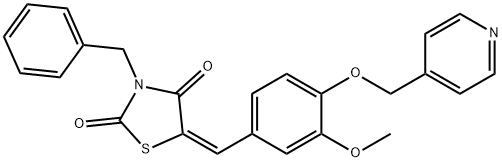 3-benzyl-5-[3-methoxy-4-(4-pyridinylmethoxy)benzylidene]-1,3-thiazolidine-2,4-dione Struktur