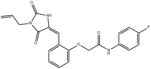 2-{2-[(1-allyl-2,5-dioxo-4-imidazolidinylidene)methyl]phenoxy}-N-(4-fluorophenyl)acetamide Struktur