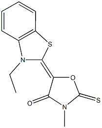 5-(3-ethyl-1,3-benzothiazol-2(3H)-ylidene)-3-methyl-2-thioxo-1,3-oxazolidin-4-one Struktur