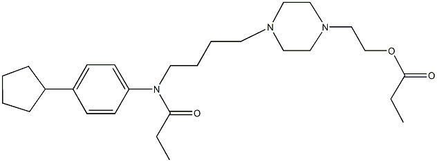 2-(4-{4-[4-cyclopentyl(propionyl)anilino]butyl}-1-piperazinyl)ethyl propionate Struktur