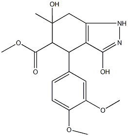 methyl 4-(3,4-dimethoxyphenyl)-3,6-dihydroxy-6-methyl-4,5,6,7-tetrahydro-1H-indazole-5-carboxylate Struktur