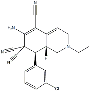 6-amino-8-(3-chlorophenyl)-2-ethyl-2,3,8,8a-tetrahydro-5,7,7(1H)-isoquinolinetricarbonitrile Struktur