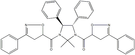 5-({2,2-dimethyl-4,5-diphenyl-3-[(3-phenyl-4,5-dihydro-5-isoxazolyl)carbonyl]-1-imidazolidinyl}carbonyl)-3-phenyl-4,5-dihydroisoxazole Struktur