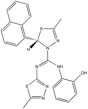 N-(2-hydroxyphenyl)-5-methyl-N'-(5-methyl-1,3,4-thiadiazol-2-yl)-2-(1-naphthyl)-1,3,4-thiadiazole-3(2H)-carboximidamide Struktur