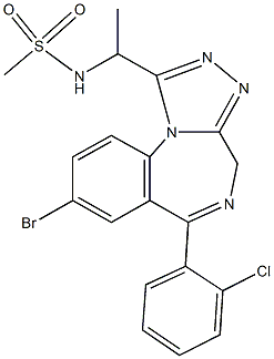 N-{1-[8-bromo-6-(2-chlorophenyl)-4H-[1,2,4]triazolo[4,3-a][1,4]benzodiazepin-1-yl]ethyl}methanesulfonamide Struktur