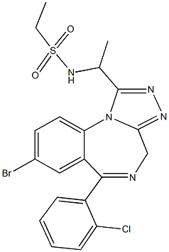 N-{1-[8-bromo-6-(2-chlorophenyl)-4H-[1,2,4]triazolo[4,3-a][1,4]benzodiazepin-1-yl]ethyl}ethanesulfonamide Struktur