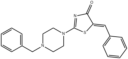 5-benzylidene-2-(4-benzyl-1-piperazinyl)-1,3-thiazol-4(5H)-one Struktur