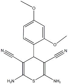 2,6-diamino-4-(2,4-dimethoxyphenyl)-4H-thiopyran-3,5-dicarbonitrile Struktur