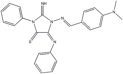 1-{[4-(dimethylamino)benzylidene]amino}-2-imino-3-phenyl-5-(phenylimino)-4-imidazolidinethione Struktur