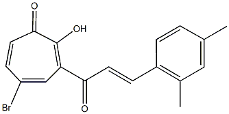 5-bromo-3-[3-(2,4-dimethylphenyl)acryloyl]-2-hydroxy-2,4,6-cycloheptatrien-1-one Struktur