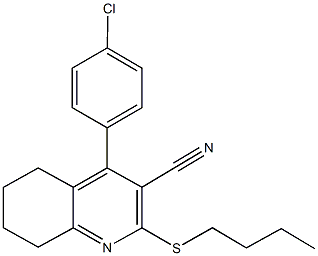 2-(butylsulfanyl)-4-(4-chlorophenyl)-5,6,7,8-tetrahydro-3-quinolinecarbonitrile Struktur