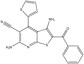 3,6-diamino-2-benzoyl-4-(2-thienyl)thieno[2,3-b]pyridine-5-carbonitrile Struktur