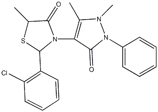 2-(2-chlorophenyl)-3-(1,5-dimethyl-3-oxo-2-phenyl-2,3-dihydro-1H-pyrazol-4-yl)-5-methyl-1,3-thiazolidin-4-one Struktur