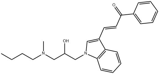 3-(1-{3-[butyl(methyl)amino]-2-hydroxypropyl}-1H-indol-3-yl)-1-phenyl-2-propen-1-one Struktur