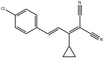 2-[3-(4-chlorophenyl)-1-cyclopropyl-2-propenylidene]malononitrile Struktur