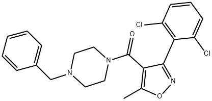 1-benzyl-4-{[3-(2,6-dichlorophenyl)-5-methyl-4-isoxazolyl]carbonyl}piperazine Struktur