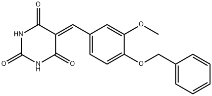 5-[4-(benzyloxy)-3-methoxybenzylidene]-2,4,6(1H,3H,5H)-pyrimidinetrione Struktur