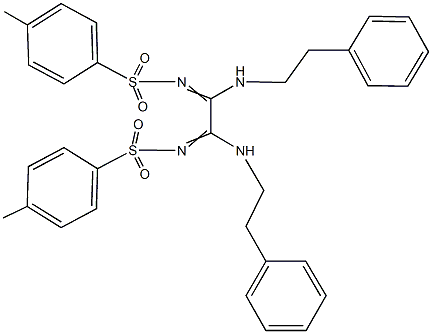 4-methyl-N-{2-{[(4-methylphenyl)sulfonyl]imino}-1,2-bis[(2-phenylethyl)amino]ethylidene}benzenesulfonamide Struktur