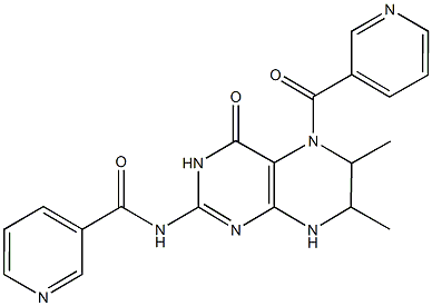 N-[6,7-dimethyl-4-oxo-5-(3-pyridinylcarbonyl)-3,4,5,6,7,8-hexahydro-2-pteridinyl]nicotinamide Struktur