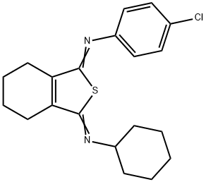 N-(4-chlorophenyl)-N-(3-(cyclohexylimino)-4,5,6,7-tetrahydro-2-benzothien-1(3H)-ylidene)amine Struktur