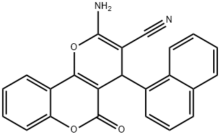 2-amino-4-(1-naphthyl)-5-oxo-4H,5H-pyrano[3,2-c]chromene-3-carbonitrile Struktur