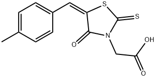 [5-(4-methylbenzylidene)-4-oxo-2-thioxo-1,3-thiazolidin-3-yl]acetic acid Struktur