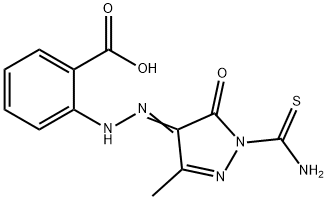 2-{2-[1-(aminocarbothioyl)-3-methyl-5-oxo-1,5-dihydro-4H-pyrazol-4-ylidene]hydrazino}benzoic acid Struktur