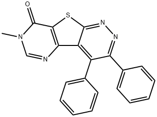 7-methyl-3,4-diphenylpyrimido[4',5':4,5]thieno[2,3-c]pyridazin-8(7H)-one Struktur