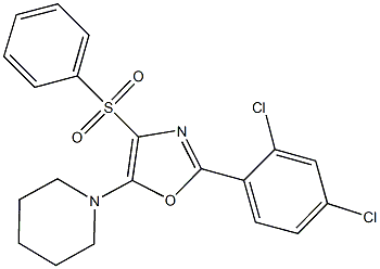 2-(2,4-dichlorophenyl)-5-(1-piperidinyl)-1,3-oxazol-4-yl phenyl sulfone Struktur