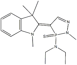 N,N-diethyl-N-[2-methyl-3-sulfido-4-(1,3,3-trimethyl-1,3-dihydro-2H-indol-2-ylidene)-3,4-dihydro-2H-1,2,3-diazaphosphol-3-yl]amine Struktur