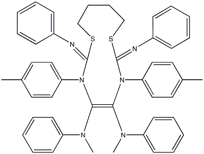 N-[4,5-bis(methylanilino)-3,6-bis(4-methylphenyl)-7-(phenylimino)-1,8-dithia-3,6-diazacyclododec-4-en-2-ylidene]-N-phenylamine Struktur