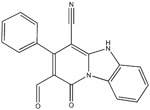 2-formyl-1-oxo-3-phenyl-1,5-dihydropyrido[1,2-a]benzimidazole-4-carbonitrile Struktur