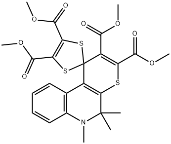 tetramethyl 5',5',6'-trimethyl-5',6'-dihydrospiro(1,3-dithiole-2,1'-[1'H]-thiopyrano[2,3-c]quinoline)-2',3',4,5-tetracarboxylate Struktur