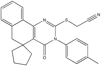 {[3-(4-methylphenyl)-4-oxo-3,4,5,6-tetrahydrospiro(benzo[h]quinazoline-5,1'-cyclopentane)-2-yl]sulfanyl}acetonitrile Struktur