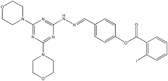 4-{2-[4,6-di(4-morpholinyl)-1,3,5-triazin-2-yl]carbohydrazonoyl}phenyl 2-iodobenzoate Struktur