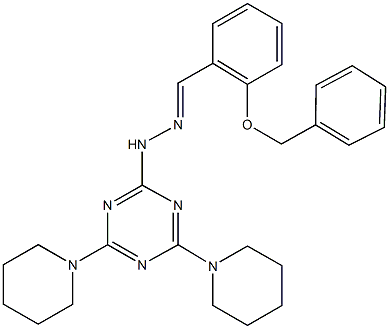 2-(benzyloxy)benzaldehyde [4,6-di(1-piperidinyl)-1,3,5-triazin-2-yl]hydrazone Struktur