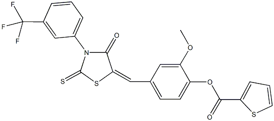 2-methoxy-4-({4-oxo-2-thioxo-3-[3-(trifluoromethyl)phenyl]-1,3-thiazolidin-5-ylidene}methyl)phenyl 2-thiophenecarboxylate Struktur