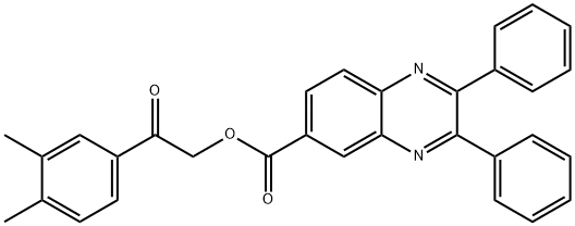 2-(3,4-dimethylphenyl)-2-oxoethyl 2,3-diphenyl-6-quinoxalinecarboxylate Struktur