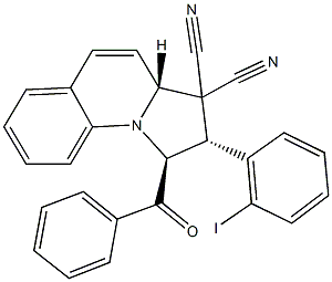 1-benzoyl-2-(2-iodophenyl)-1,2-dihydropyrrolo[1,2-a]quinoline-3,3(3aH)-dicarbonitrile Struktur