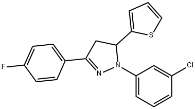 1-(3-chlorophenyl)-3-(4-fluorophenyl)-5-(2-thienyl)-4,5-dihydro-1H-pyrazole Struktur