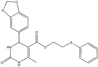 2-(phenylsulfanyl)ethyl 4-(1,3-benzodioxol-5-yl)-6-methyl-2-oxo-1,2,3,4-tetrahydro-5-pyrimidinecarboxylate Struktur