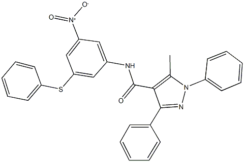 N-[3-nitro-5-(phenylsulfanyl)phenyl]-5-methyl-1,3-diphenyl-1H-pyrazole-4-carboxamide Struktur