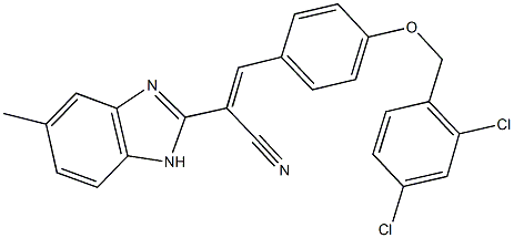 3-{4-[(2,4-dichlorobenzyl)oxy]phenyl}-2-(5-methyl-1H-benzimidazol-2-yl)acrylonitrile Struktur