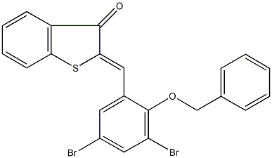 2-[2-(benzyloxy)-3,5-dibromobenzylidene]-1-benzothiophen-3(2H)-one Struktur