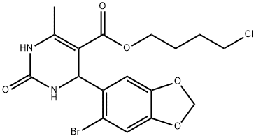 4-chlorobutyl 4-(6-bromo-1,3-benzodioxol-5-yl)-6-methyl-2-oxo-1,2,3,4-tetrahydro-5-pyrimidinecarboxylate Struktur