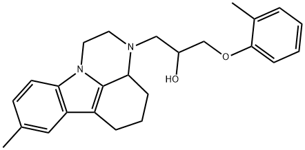 1-(8-methyl-1,2,3a,4,5,6-hexahydro-3H-pyrazino[3,2,1-jk]carbazol-3-yl)-3-(2-methylphenoxy)-2-propanol Struktur